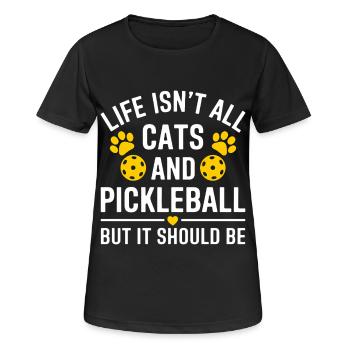 Pickleball Spruch Katze Lustig Pickleball Geschenk - Frauen T-Shirt atmungsaktiv - Schwarz - Vorne - AI Model Female 172 light (172cm)