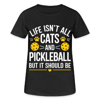Pickleball Spruch Katze Lustig Pickleball Geschenk - Frauen T-Shirt atmungsaktiv - Schwarz - Vorne - AI Model Female 172 light (172cm)