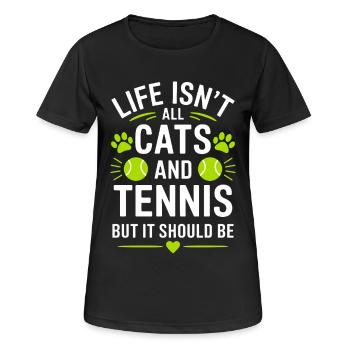 Tennis Saying Cats Funny Tennis Gift - Women's Breathable T-Shirt - black - Front - AI Model Female 172 light (172cm)