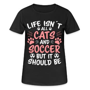 Fußball Spruch Katze Lustige Fussballer Geschenk - Frauen T-Shirt atmungsaktiv - Schwarz - Vorne - AI Model Female 172 light (172cm)