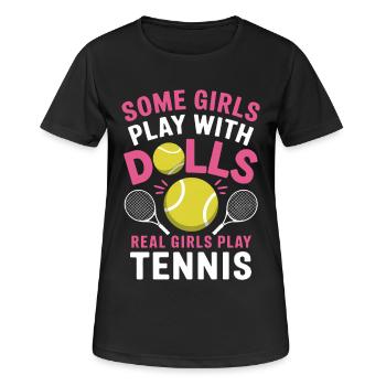 Tennis Saying Girl Funny Tennis Gift - Women's Breathable T-Shirt - black - Front - AI Model Female 172 light (172cm)