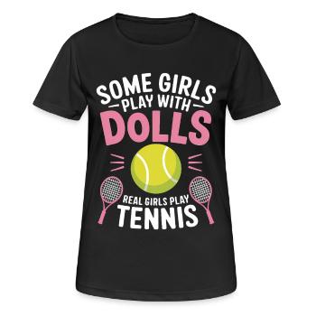 Tennis Saying Girl Funny Tennis Gift - Women's Breathable T-Shirt - black - Front - AI Model Female 172 light (172cm)