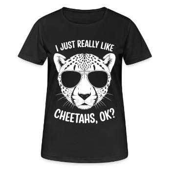 Guépard disant Afrique Drôle Cadeau de guépard - T-shirt respirant Femme - noir - Devant - AI Model Female 172 light (172cm)