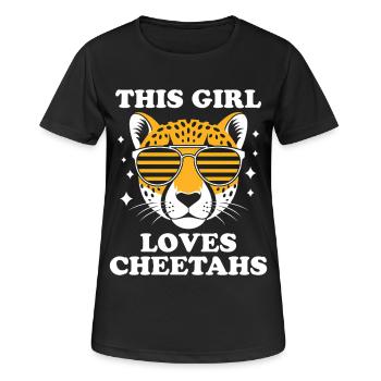 Guépard disant Afrique Drôle Cadeau de guépard - T-shirt respirant Femme - noir - Devant - AI Model Female 172 light (172cm)