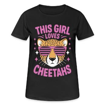 Guépard disant Afrique Drôle Cadeau de guépard - T-shirt respirant Femme - noir - Devant - AI Model Female 172 light (172cm)