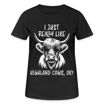 Hochlandkuh Schottisches Hochlandrind Geschenk - Frauen T-Shirt atmungsaktiv - Schwarz - Vorne - AI Model Female 172 light (172cm)
