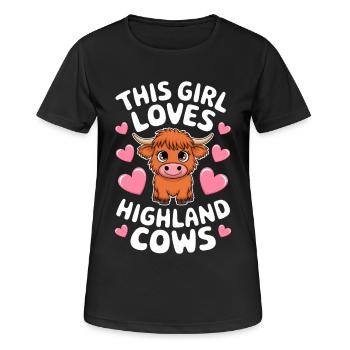 Hochlandkuh Schottisches Hochlandrind Geschenk - Frauen T-Shirt atmungsaktiv - Schwarz - Vorne - AI Model Female 172 light (172cm)
