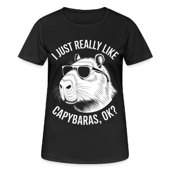 Capybara disant drôle de cadeau Capybara - T-shirt respirant Femme - noir - Devant - AI Model Female 172 light (172cm)