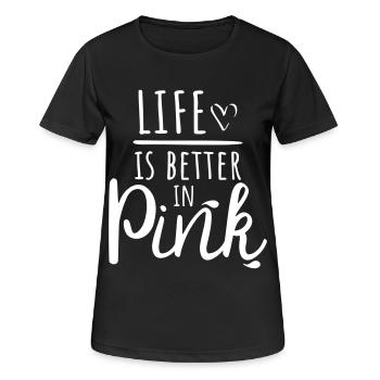 Life is better in pink - lustiger bling Spruch - Frauen T-Shirt atmungsaktiv - Schwarz - Vorne - AI Model Female 172 light (172cm)