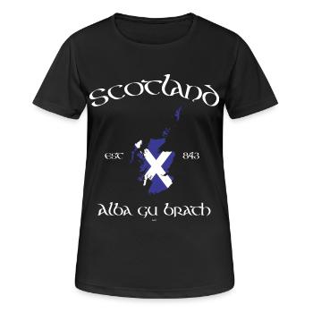 Scotland Map Flag - Frauen T-Shirt atmungsaktiv - Schwarz - Vorne - AI Model Female 172 light (172cm)
