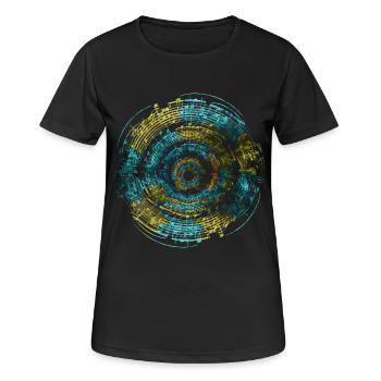 Music Circle Blau Gelb - Frauen T-Shirt atmungsaktiv - Schwarz - Vorne - AI Model Female 172 light (172cm)