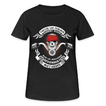 Femme motarde - T-shirt respirant Femme - noir - Devant - AI Model Female 172 light (172cm)