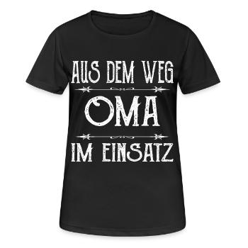 Aus dem Weg Oma Einsatz - Frauen T-Shirt atmungsaktiv - Schwarz - Vorne - AI Model Female 172 light (172cm)