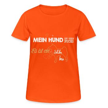 Shiba Inu Shirt - Frauen T-Shirt atmungsaktiv - Neonorange - Vorne - AI Model Female 172 dark (172cm)