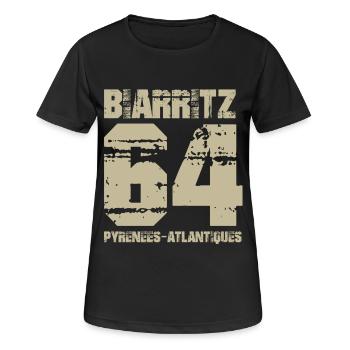 Aquitaine Pyrénées Atlantiques 64 Biarrritz - T-shirt respirant Femme - noir - Devant - AI Model Female 172 light (172cm)