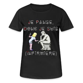 Je Panse donc je suis infirmière - T-shirt respirant Femme - noir - Devant - AI Model Female 172 light (172cm)
