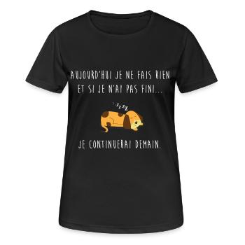 je ne fait rien je me repose procrastination - T-shirt respirant Femme - noir - Devant - AI Model Female 172 light (172cm)