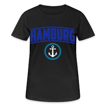Hamburg, Anker Hafen | Colors changeable - Women's Breathable T-Shirt - black - Front - AI Model Female 172 light (172cm)