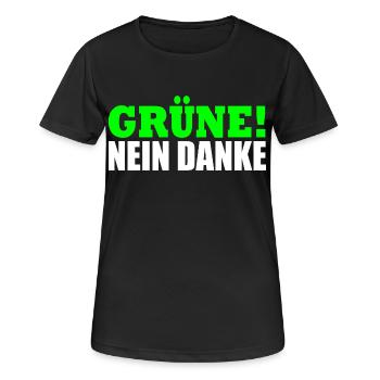 Grüne Nein Danke - Frauen T-Shirt atmungsaktiv - Schwarz - Vorne - AI Model Female 172 light (172cm)