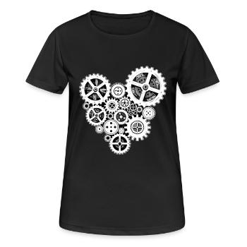 steampunk heart - Frauen T-Shirt atmungsaktiv - Schwarz - Vorne - AI Model Female 172 light (172cm)