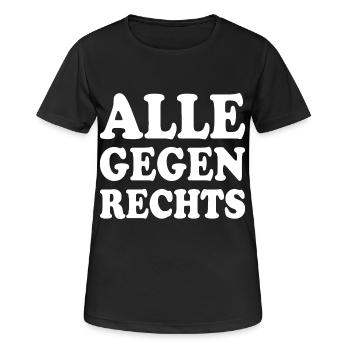Alle gegen rechts - Frauen T-Shirt atmungsaktiv - Schwarz - Vorne - AI Model Female 172 light (172cm)