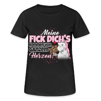 Einhorn - Fick Dich - Frauen T-Shirt atmungsaktiv - Schwarz - Vorne - AI Model Female 172 light (172cm)