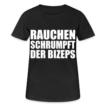 rauchen schrumpft der bizeps - Frauen T-Shirt atmungsaktiv - Schwarz - Vorne - AI Model Female 172 light (172cm)