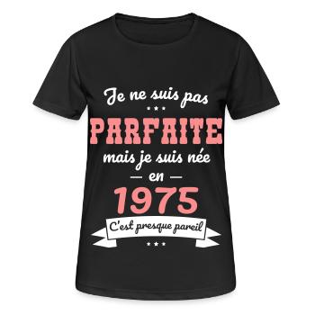 50th Anniversary - Nicht perfekt, aber 1975 geboren - Frauen T-Shirt atmungsaktiv - Schwarz - Vorne - AI Model Female 172 light (172cm)
