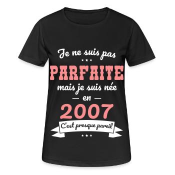 18. Geburtstag - Nicht perfekt, aber 2007 geboren - Frauen T-Shirt atmungsaktiv - Schwarz - Vorne - AI Model Female 172 light (172cm)