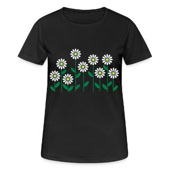 Blumenbeet (3c) - Frauen T-Shirt atmungsaktiv - Schwarz - Vorne - AI Model Female 172 light (172cm)
