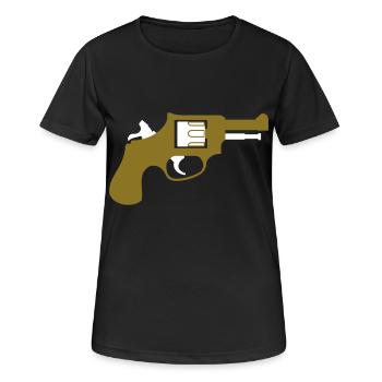Revolver - Frauen T-Shirt atmungsaktiv - Schwarz - Vorne - AI Model Female 172 light (172cm)