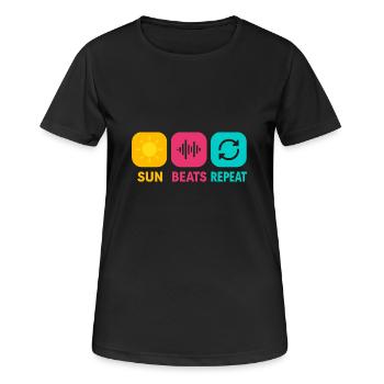 Sun Beats Repeat – music festivals Festival été - T-shirt respirant Femme - noir - Devant - AI Model Female 172 light (172cm)
