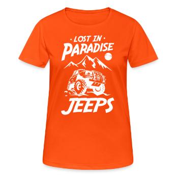 Lost In Paradise Jeeps - T-shirt respirant Femme - orange néon - Devant - AI Model Female 172 dark (172cm)