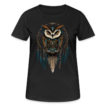 Eule Mystisch Fantasy - Frauen T-Shirt atmungsaktiv - Schwarz - Vorne - AI Model Female 172 light (172cm)