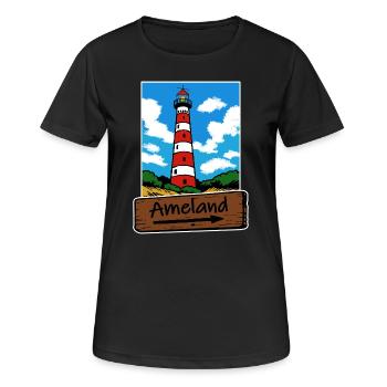 Ameland Leuchtturm Urlaub - Frauen T-Shirt atmungsaktiv - Schwarz - Vorne - AI Model Female 172 light (172cm)