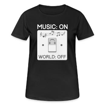 Musique ON OFF monde - T-shirt respirant Femme - noir - Devant - AI Model Female 172 light (172cm)