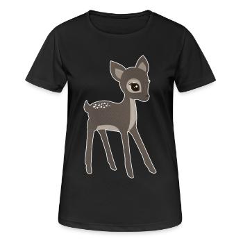 Reh - Frauen T-Shirt atmungsaktiv - Schwarz - Vorne - AI Model Female 172 light (172cm)
