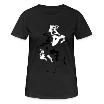 Étalon en deux couleurs - Flex / Flock - T-shirt respirant Femme - noir - Devant - AI Model Female 172 light (172cm)