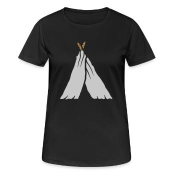 Aventure Hobby Tente Tente - T-shirt respirant Femme - noir - Devant - AI Model Female 172 light (172cm)