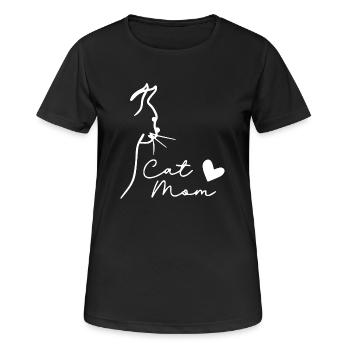 Katzenmama - Frauen T-Shirt atmungsaktiv - Schwarz - Vorne - AI Model Female 172 light (172cm)