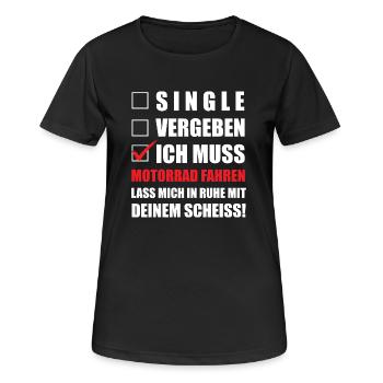 Motorrad fahren Beziehung Motorrad - Frauen T-Shirt atmungsaktiv - Schwarz - Vorne - AI Model Female 172 light (172cm)