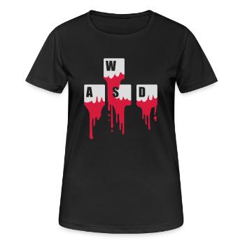 Computer Tastatur Tasten WASD - Frauen T-Shirt atmungsaktiv - Schwarz - Vorne - AI Model Female 172 light (172cm)
