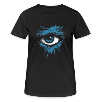 Das geheimnisvolle Auge. Ein Blick aus der Dunkelheit. - Frauen T-Shirt atmungsaktiv - Schwarz - Vorne - AI Model Female 172 light (172cm)