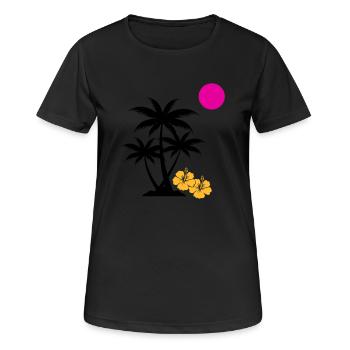 palme sunset - Frauen T-Shirt atmungsaktiv - Schwarz - Vorne - AI Model Female 172 light (172cm)