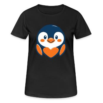 L’amour des pingouins dans le style dessin animé ! - T-shirt respirant Femme - noir - Devant - AI Model Female 172 light (172cm)
