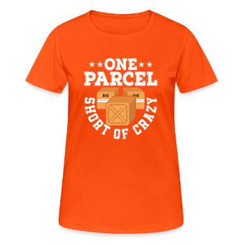 One Parcel Short Of Crazy Postal Worker Mailman - Frauen T-Shirt atmungsaktiv - Neonorange - Vorne - AI Model Female 172 dark (172cm)