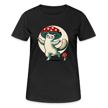 Mushroom Kitty Cat - Women's Breathable T-Shirt - black - Front - AI Model Female 172 light (172cm)