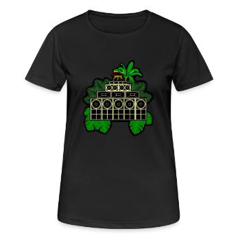 Soundsystem im Busch - Frauen T-Shirt atmungsaktiv - Schwarz - Vorne - AI Model Female 172 light (172cm)