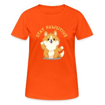 Stay Pawsitive - Women's Breathable T-Shirt - neon orange - Front - AI Model Female 172 dark (172cm)