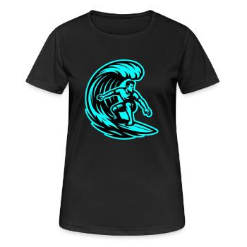 Surfeur Wave Surf - T-shirt respirant Femme - noir - Devant - AI Model Female 172 light (172cm)